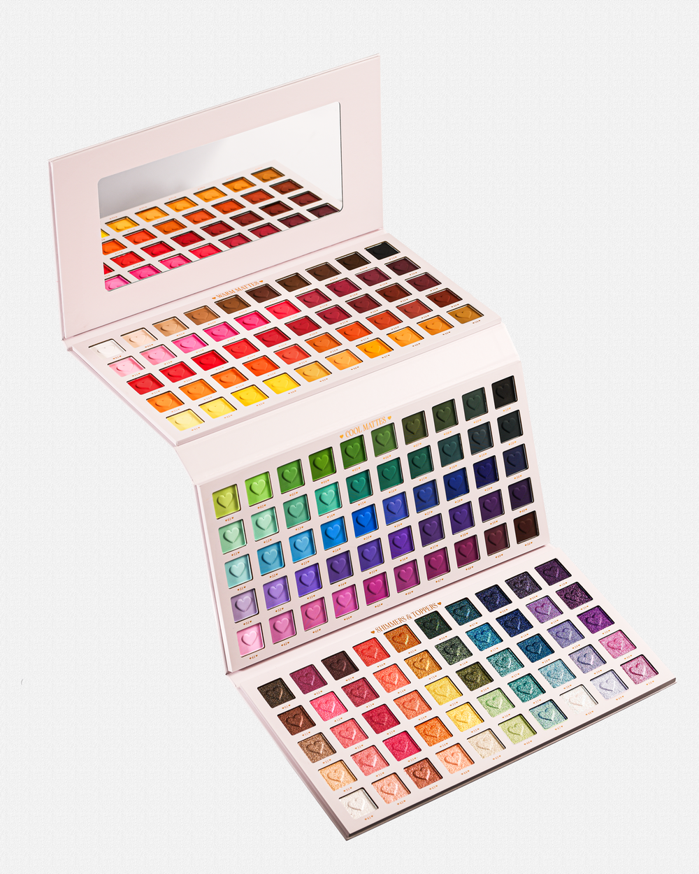 Nyitott P.Louise Creative Comeback XXXL Rainbow szemhéjfesték paletta 150 színes szemhéjfestékkel