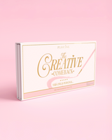 Oldalfelvétel a P.Louise Creative Comeback XXXL Rainbow szemhéjpúder palettájáról rózsaszín háttér előtt
