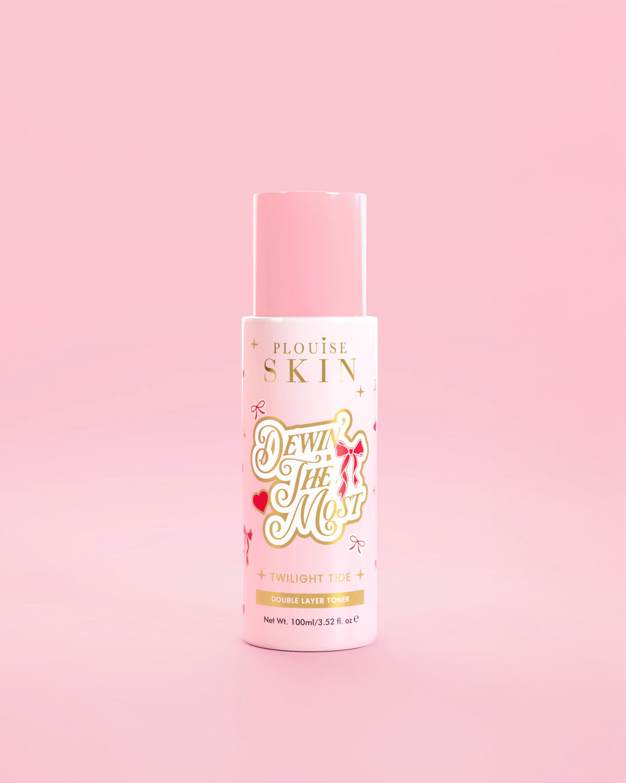 Rózsaszín P.Louise üveg Dewing The Most Double Layer Toner piros masni mintákkal rózsaszín háttéren