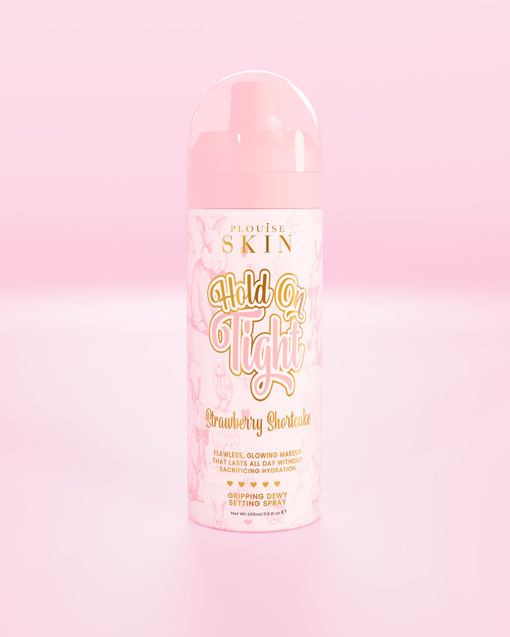 Rózsaszín üveg P.Louise Hond On Tight tapadó, harmatos kötésű spray epres süteményben