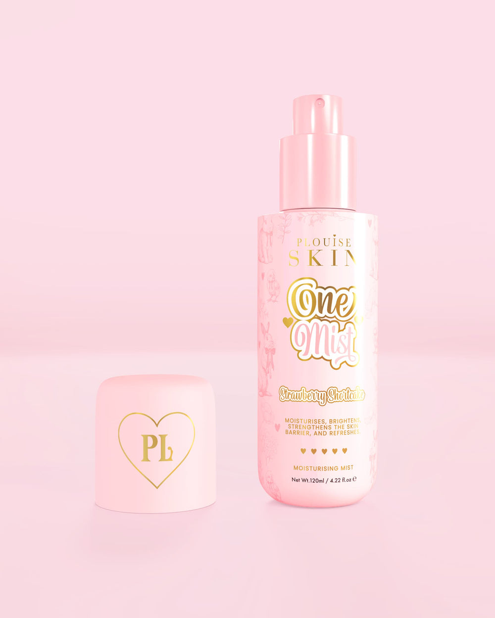 Rózsaszín üveg One Mist Moisturizing Mist eper sütemény illatban