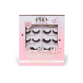 A P.Louise Pro Lash Book csomag 10 pár műszempillát tartalmaz egy dobozban, szívmintákkal és díszítőelemekkel.